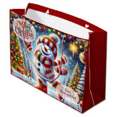 Ice Skating Snowman Christmas Groot Cadeauzakje (Achterkant Gekanteld)