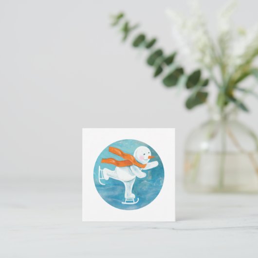 Ice Skating Snowman Informatiekaartje (Staand voorkant)