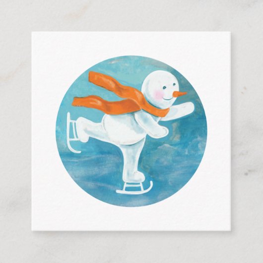 Ice Skating Snowman Informatiekaartje (Voorkant)