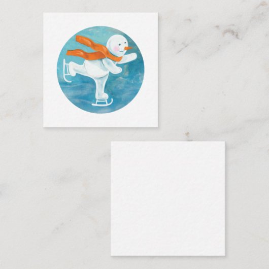 Ice Skating Snowman Informatiekaartje (Voorkant / Achterkant)