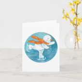 Ice Skating Snowman Kaart (Gele Bloem)