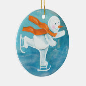 Ice Skating Snowman Keramisch Ornament (Rechts)