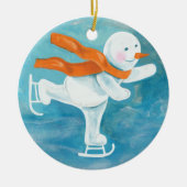 Ice Skating Snowman Keramisch Ornament (Voorkant)
