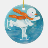 Ice Skating Snowman Keramisch Ornament (Achterkant)