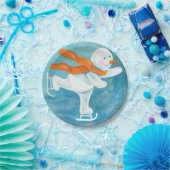 Ice Skating Snowman Papieren Bordje (Feest)