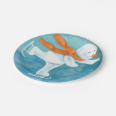 Ice Skating Snowman Papieren Bordje (Gekanteld)