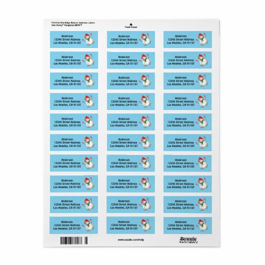 Ice Skating Snowman Return Address Labels (Full Sheet)