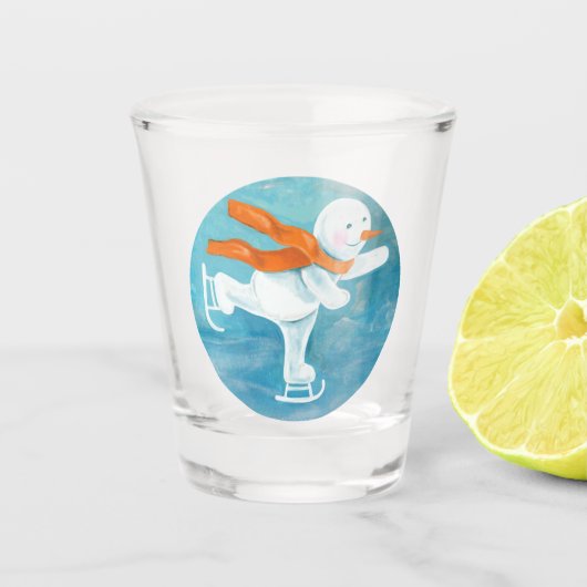 Ice Skating Snowman Shot Glas (Voorkant)