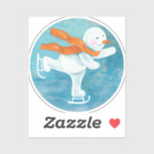 Ice Skating Snowman Sticker (Vel)