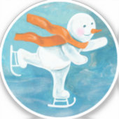Ice Skating Snowman Sticker (Voorkant)