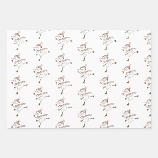 Ice Skating Snowmen Inpakpapier Vel (Voorkant)