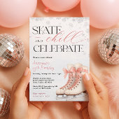 Ice Skating Teen Birthday Invitation - Pink Bow Kaart