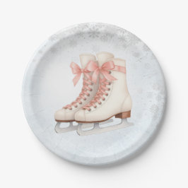 Ice Skating Teen Birthday Pink Bow Paper Plates Papieren Bordje