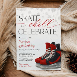 Ice Skating Teen Boy's Hockey Birthday Invitation Kaart
