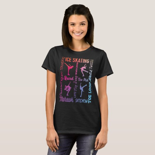 Ice Skating Typography Girl Figuur Skater Ice Ska T-shirt (Voorkant volledig)