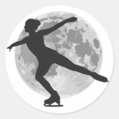 Ice Skating-vrouwkunst Ronde Sticker (Voorkant)