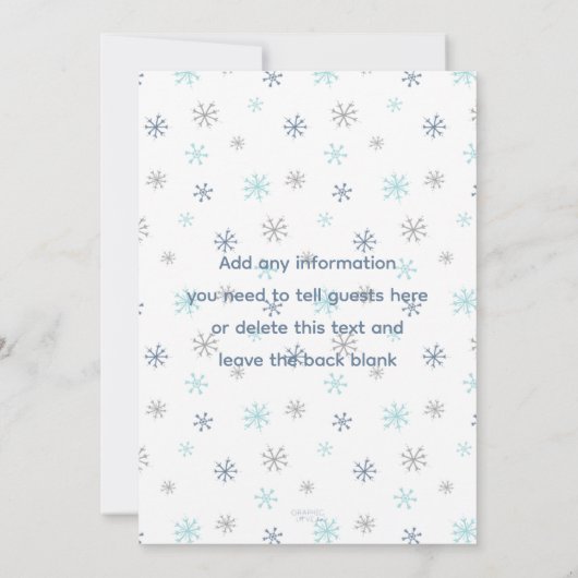 Ice Skating Winter Birthday Party, blauw, elke lee Kaart (Achterkant)