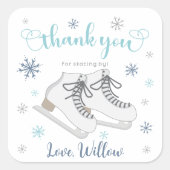 Ice Skating Winter, Blue Birthday Bedankt voor je  Vierkante Sticker (Voorkant)
