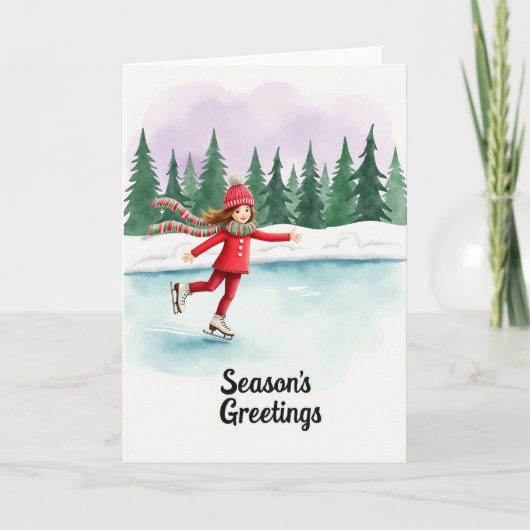 Ice Skating Winter Card Kaart (Voorkant)