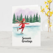 Ice Skating Winter Card Kaart (Gele Bloem)