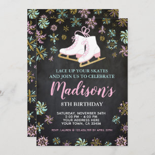 Ice Skating, Winter wonderland, Chalkboard Kaart