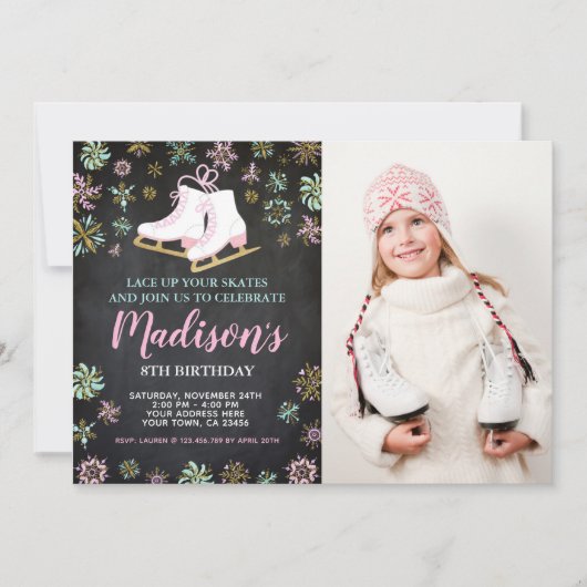 Ice Skating, Winter wonderland met foto Kaart (Voorkant)