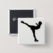Ice Skating Woman Silhouette Vierkante Button 5,1 Cm (Voorkant /achterkant)