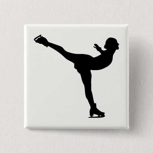 Ice Skating Woman Silhouette Vierkante Button 5,1 Cm (Voorkant)