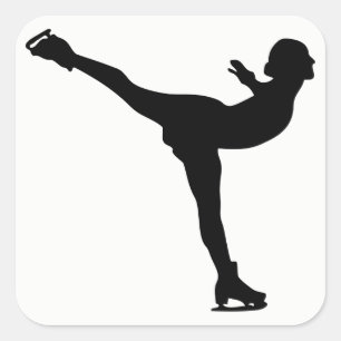 Ice Skating Woman Silhouette Vierkante Sticker