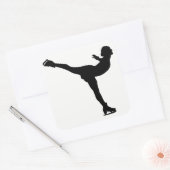 Ice Skating Woman Silhouette Vierkante Sticker (Envelop)