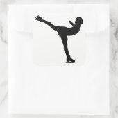 Ice Skating Woman Silhouette Vierkante Sticker (Tas)