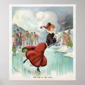Ice Skating Woman Vintage Poster (Voorkant)