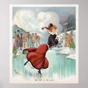 Ice Skating Woman Vintage Poster