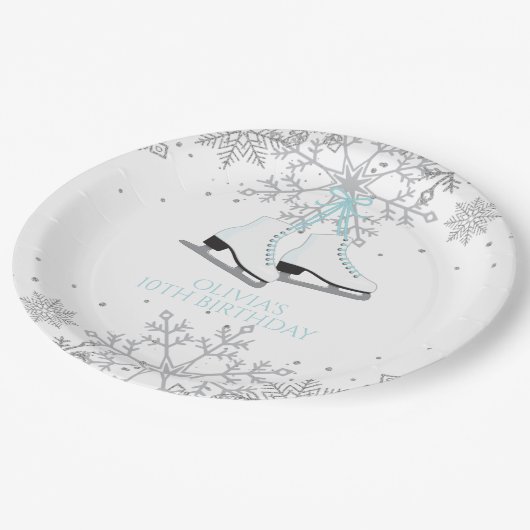 Ice Skies Blue Silver Gold Snowflakes Birthday P Papieren Bordje (Gekanteld)