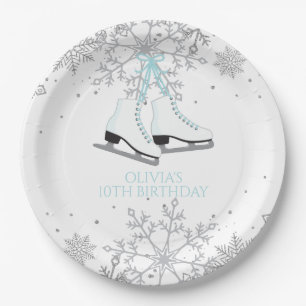 Ice Skies Blue Silver Gold Snowflakes Birthday P Papieren Bordje