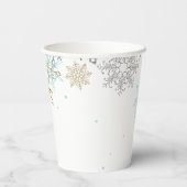 Ice Skies Blue Silver Gold Snowflakes Birthday Papieren Bekers (Achterkant)