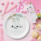 Ice Skies Blue Silver Gold Snowflakes Birthday Papieren Bordje (Feest)