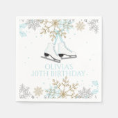 Ice Skies Blue Silver Gold Snowflakes Birthday Servet (Voorkant)