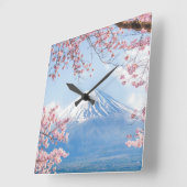 Ice & Snow | Cherry Blossoms Mt. Fuji Japan Vierkante Klok (Hoek)