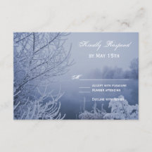 Ice Snow Lake Scene Winter Wedding RSVP-kaarten