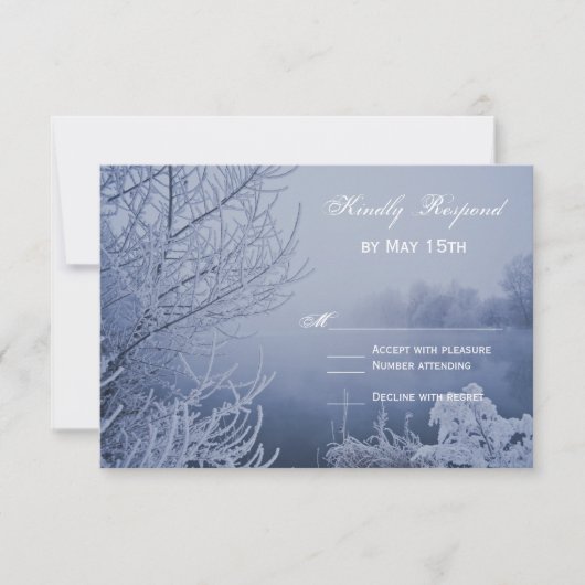 Ice Snow Lake Scene Winter Wedding RSVP-kaarten RSVP Kaartje (Voorkant)