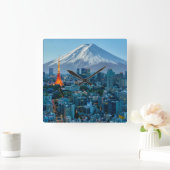 Ice & Snow | Mt. Fuji & Tokyo Skyline Vierkante Klok (Huis)