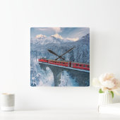 Ice & Snow | Red Bernina Express Train Switzerland Vierkante Klok (Huis)