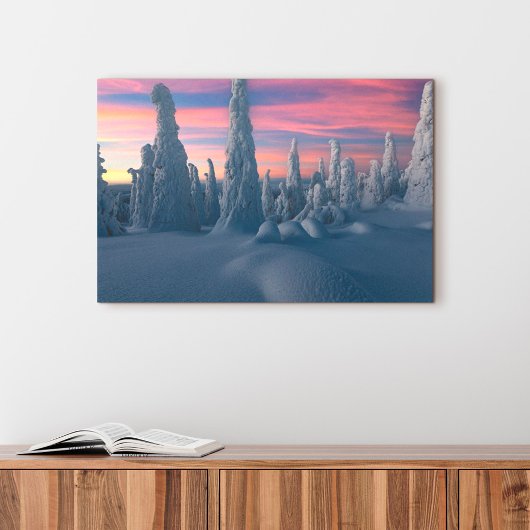 Ice & Snow | Snow Covered Trees, Lapland, Finland Canvas Afdruk