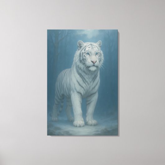 Ice Spirit White Tiger – Mystic Guardian of Calm P Canvas Afdruk (Voorkant)