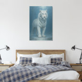 Ice Spirit White Tiger – Mystic Guardian of Calm P Canvas Afdruk (Insitu (Slaapkamer))