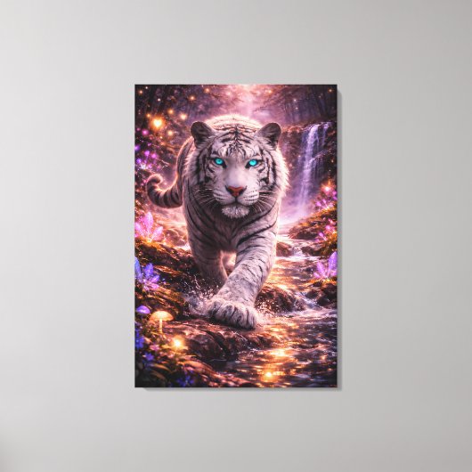 Ice Spirit White Tiger – Mystic Guardian of Calm P Canvas Afdruk (Voorkant)