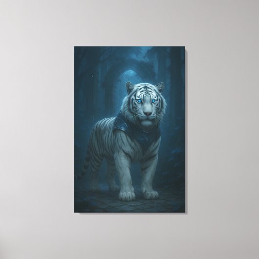 Ice Spirit White Tiger – Mystic Guardian of Calm P Canvas Afdruk (Voorkant)