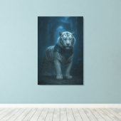 Ice Spirit White Tiger – Mystic Guardian of Calm P Canvas Afdruk (Insitu (Houten vloer))