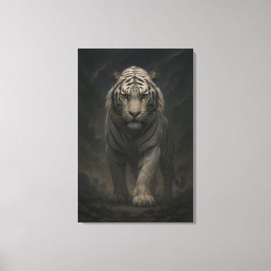 Ice Spirit White Tiger – Mystic Guardian of Calm P Canvas Afdruk (Voorkant)
